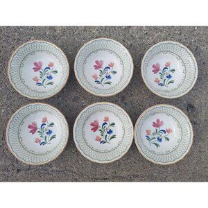 6 Hampton Provincial Designs 6 1/4" Floral Cereal Bowls By Nikko Japan -